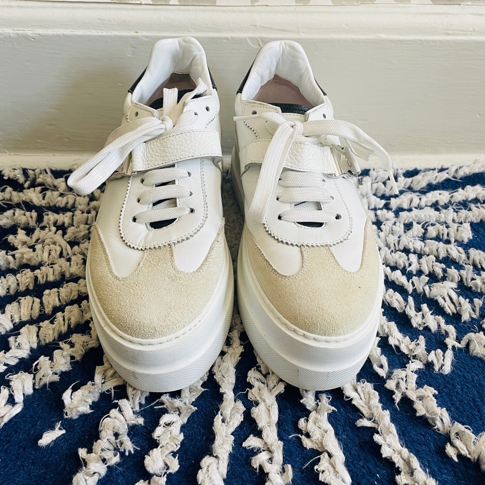 White and Tan Sneakers